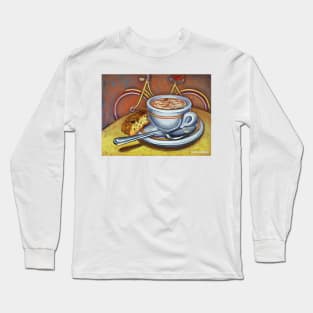 Yellow Dutch Bicycle with Cappuccino and Biscotti Long Sleeve T-Shirt